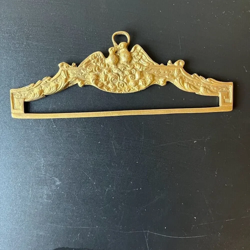 Ornate Brass Metal Tapestry Wall Hanger Set Ends, Floral Bell Pull Fittings